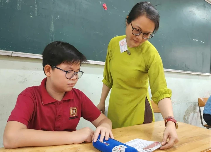 Thí sinh tham dự đợt khảo sát vào lớp 6 Trường THPT chuyên Trần Đại Nghĩa năm học 2023-2024. Ảnh: NGUYỄN QUYÊN khảo sát lớp 6 Trường Trần Đại Nghĩa