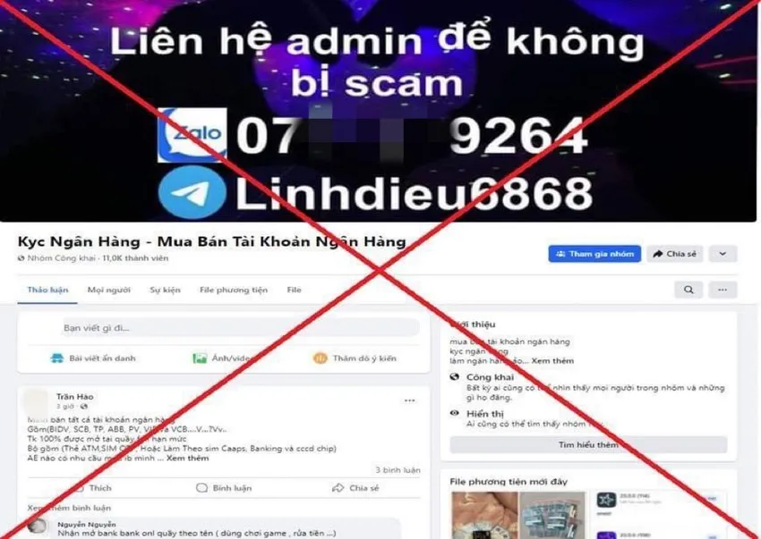 Các hội nhóm dụ dỗ học sinh, sinh viên mở tài khoản thanh toán, sau đó chuyển lại cho các đối tượng này sử dụng. Ảnh: CA các đối tượng dụ dỗ học sinh, sinh viên mở tài khoản thanh toán