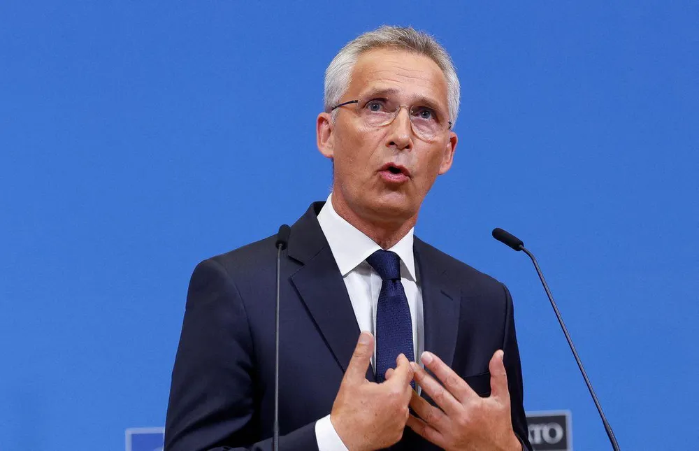 Tổng thư ký NATO - ông Jens Stoltenberg phát biểu tại Brussels (Bỉ) ngày 9-9. Ảnh: REUTERS