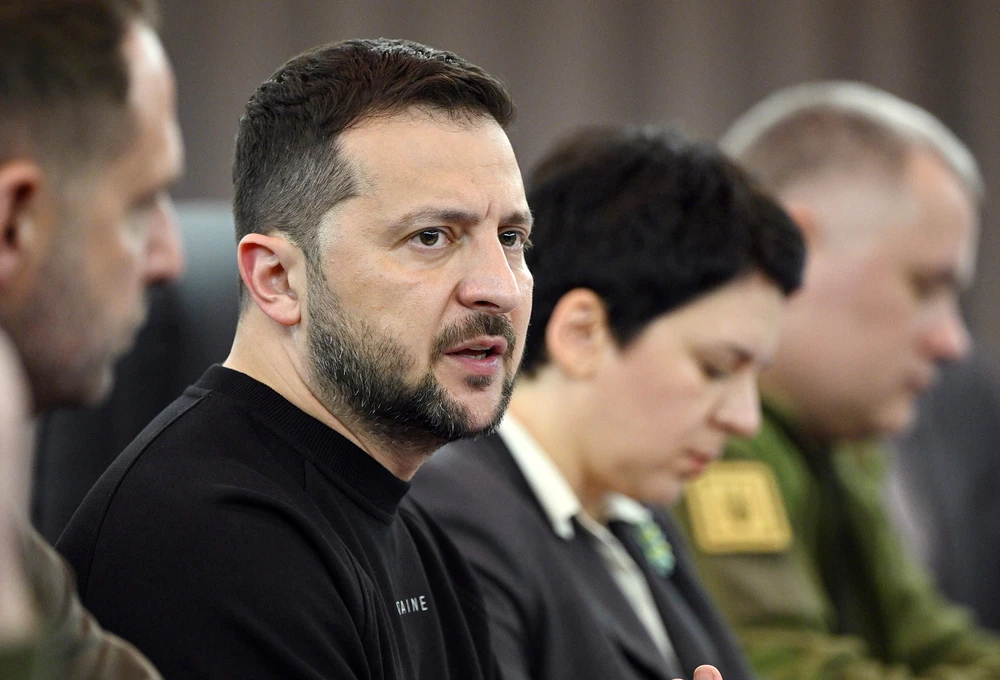 Tổng thống Ukraine - ông Volodymyr Zelensky tại hội nghị thượng đỉnh G7 ngày 21-5 tại Nhật. Ảnh: REUTERS