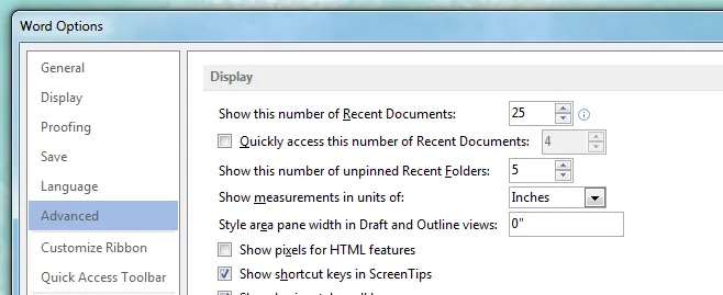 Xóa danh sách tài liệu gần đây trong MS Office ảnh 1 Xóa danh sách tài liệu gần đây trong MS Office ảnh 1