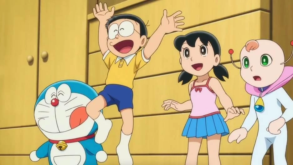 Doraemon, Nobita, Shizuka và Papi.