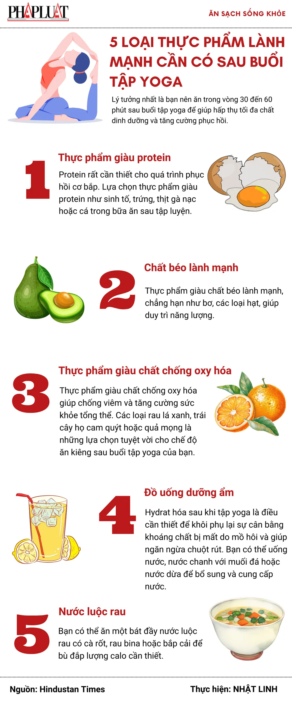 5 loại thực phẩm lành mạnh cần có sau buổi tập yoga của bạn