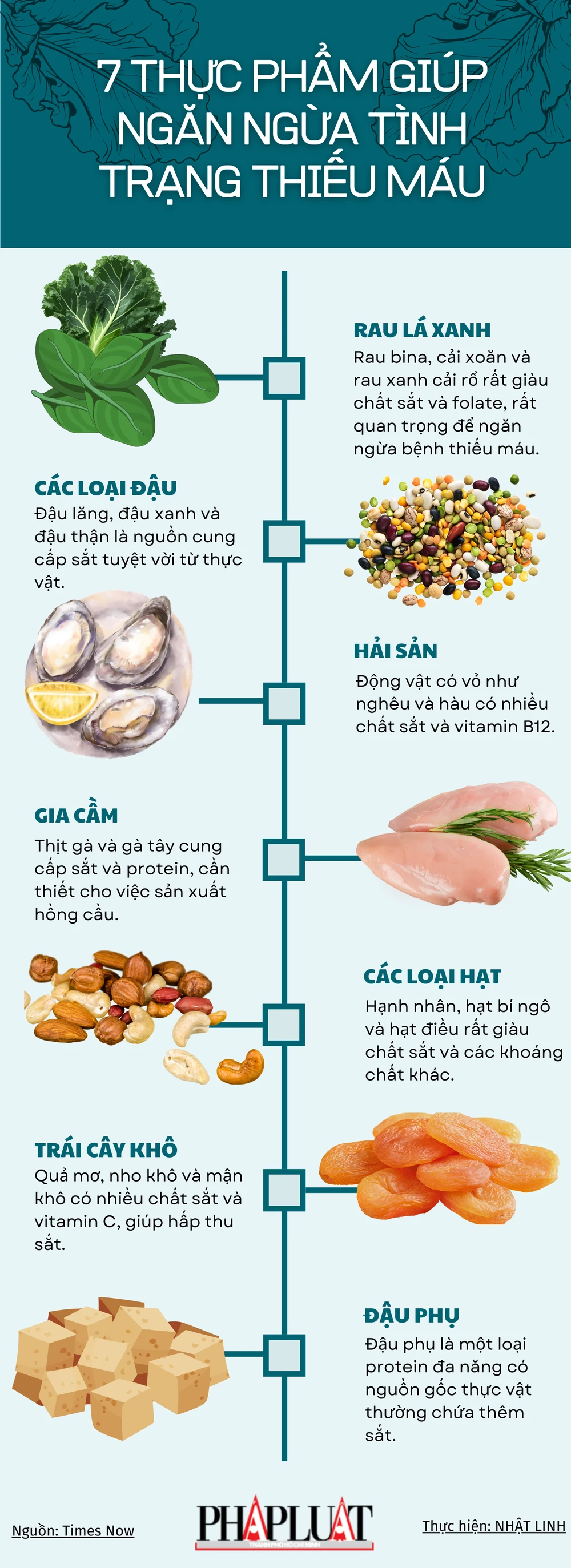 7 thực phẩm giúp ngăn ngừa tình trạng thiếu máu