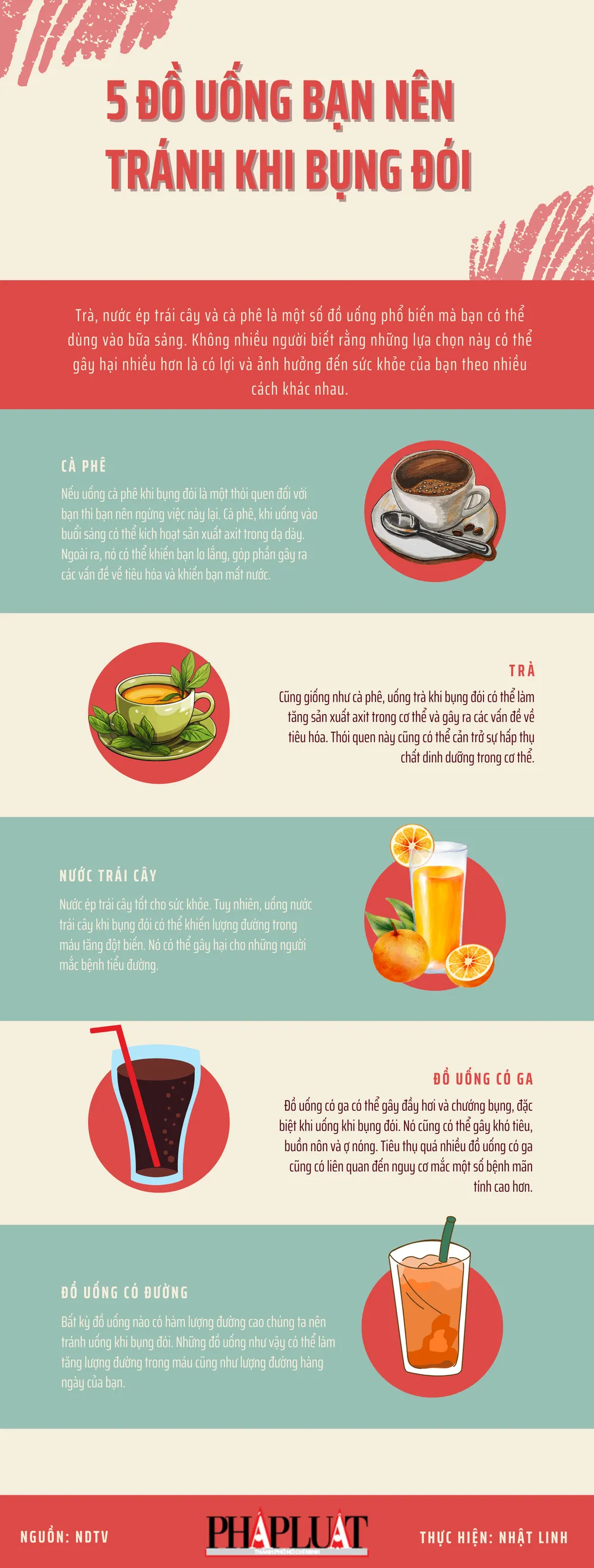 5 đồ uống bạn nên tránh khi bụng đói