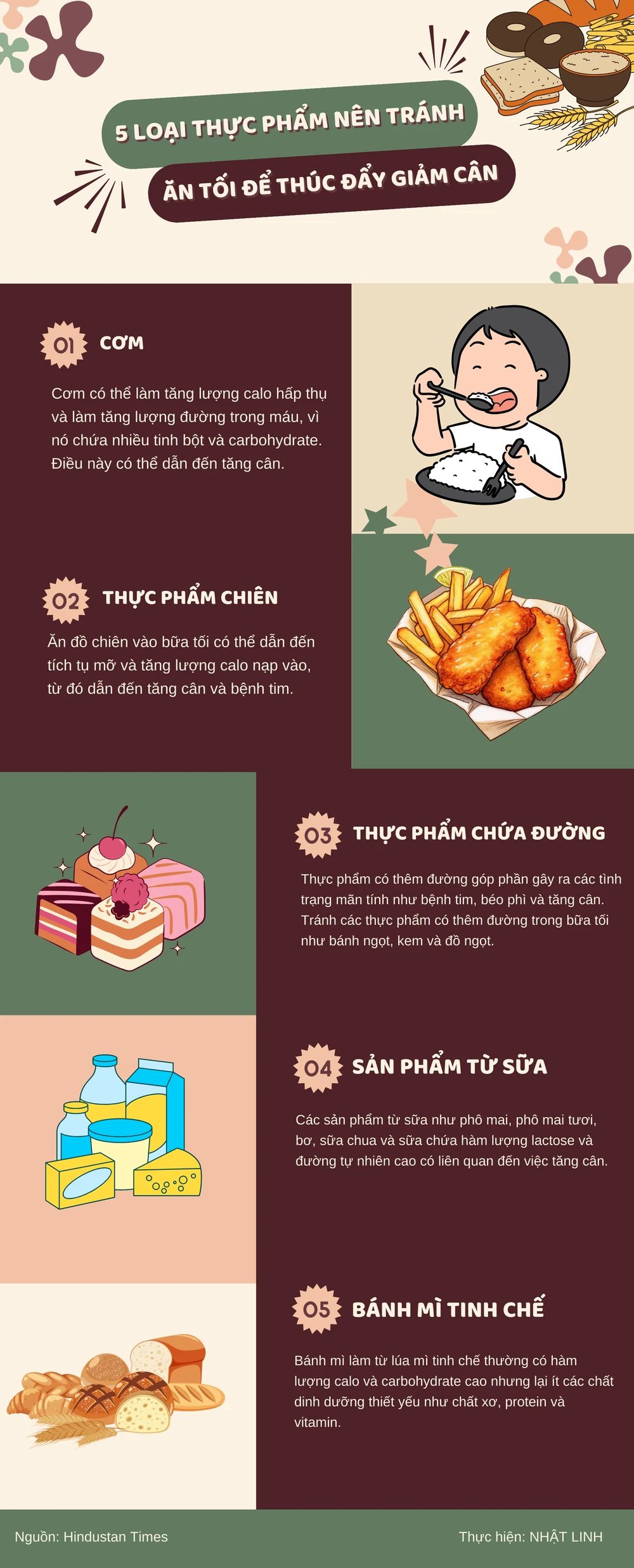 5 loại thực phẩm nên tránh ăn tối để thúc đẩy giảm cân