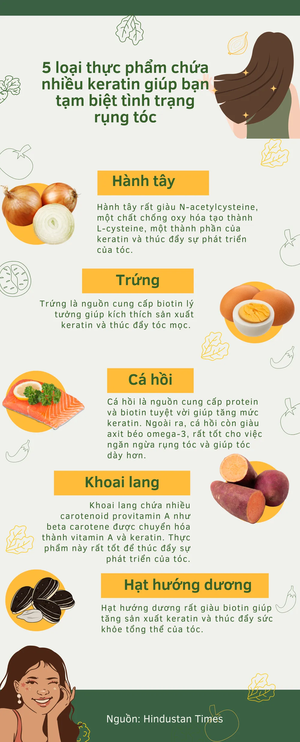 5 loại thực phẩm chứa nhiều keratin giúp bạn tạm biệt tình trạng rụng tóc