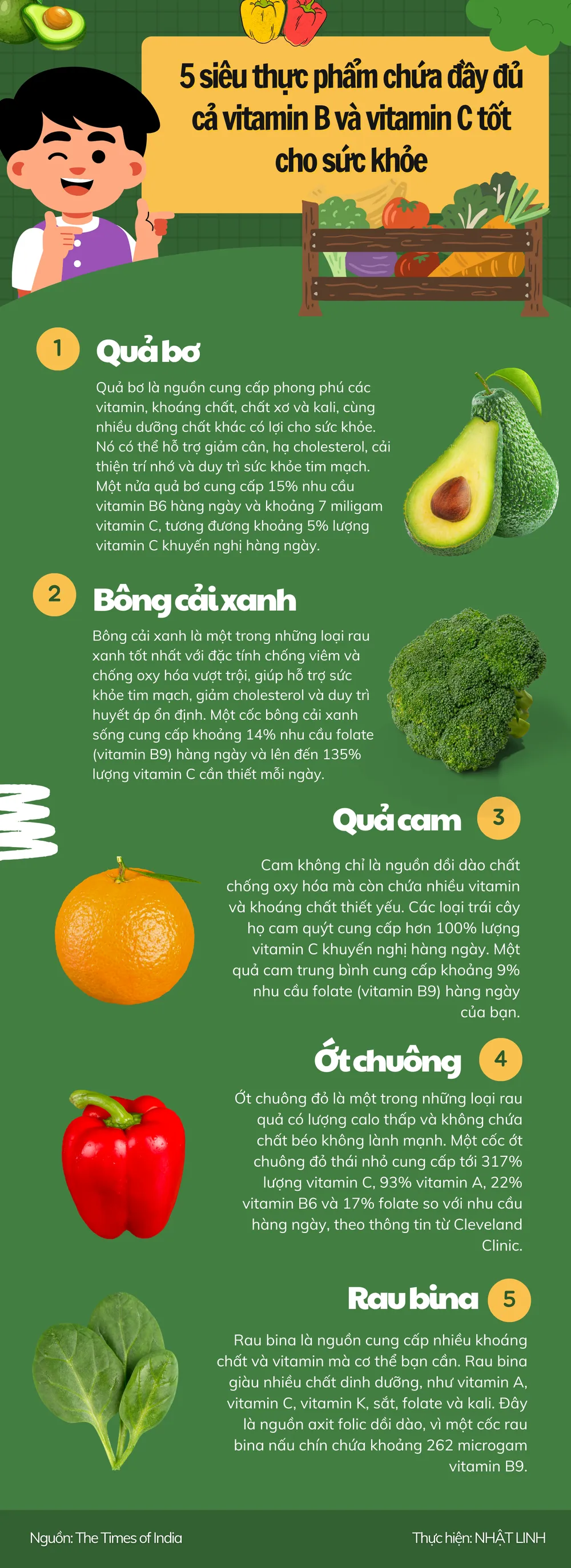 5 siêu thực phẩm chứa đầy đủ cả vitamin B và vitamin C tốt cho sức khỏe