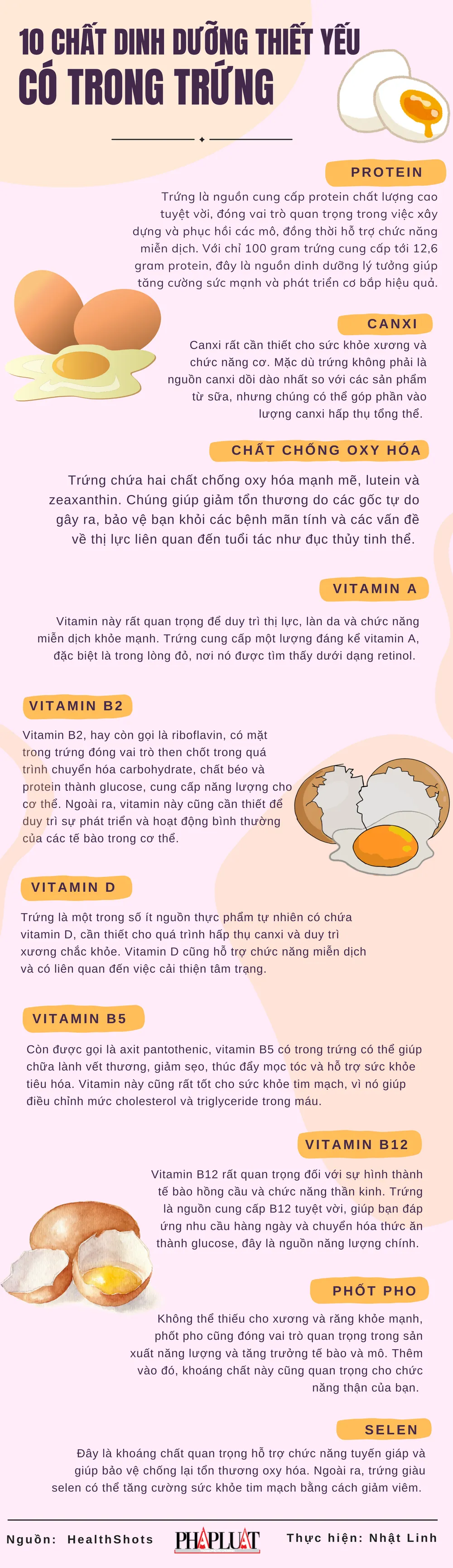 10 chất dinh dưỡng thiết yếu có trong trứng