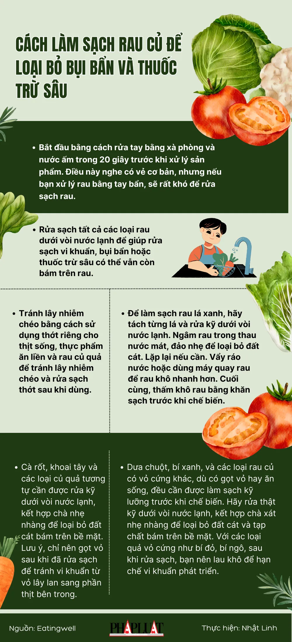 Cách làm sạch rau củ để loại bỏ bụi bẩn và thuốc trừ sâu