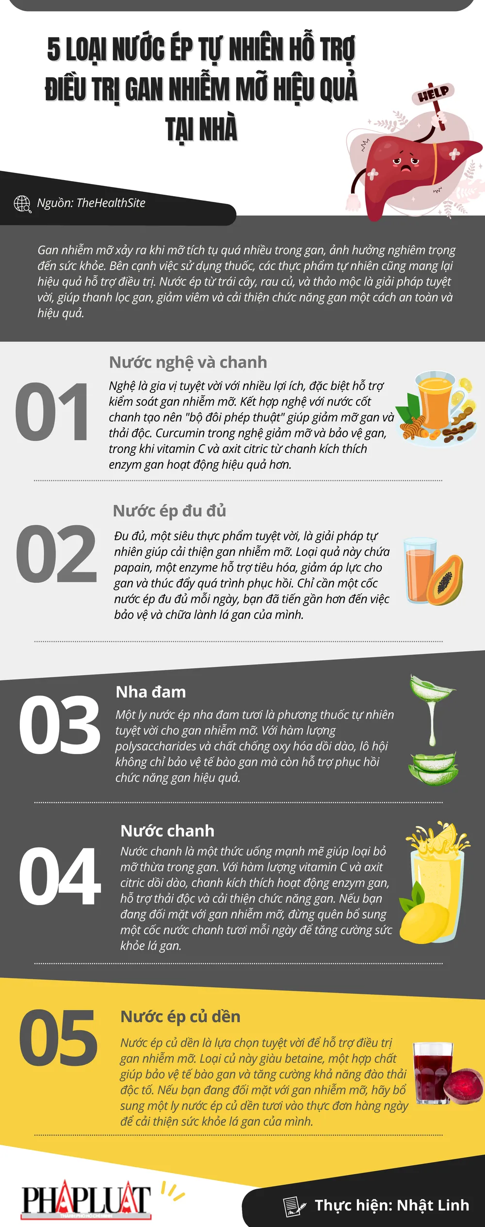 5 loại nước ép tự nhiên hỗ trợ điều trị gan nhiễm mỡ hiệu quả tại nhà