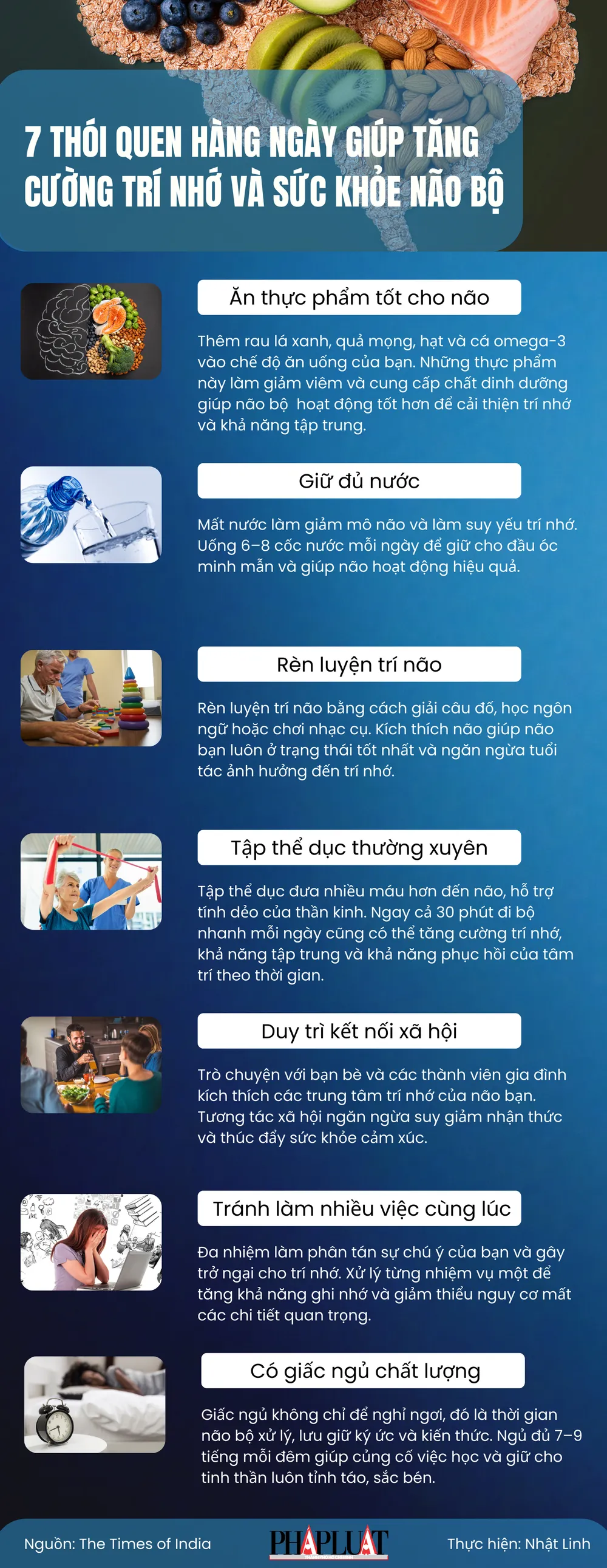 7 thói quen hàng ngày giúp tăng cường trí nhớ và sức khỏe não bộ