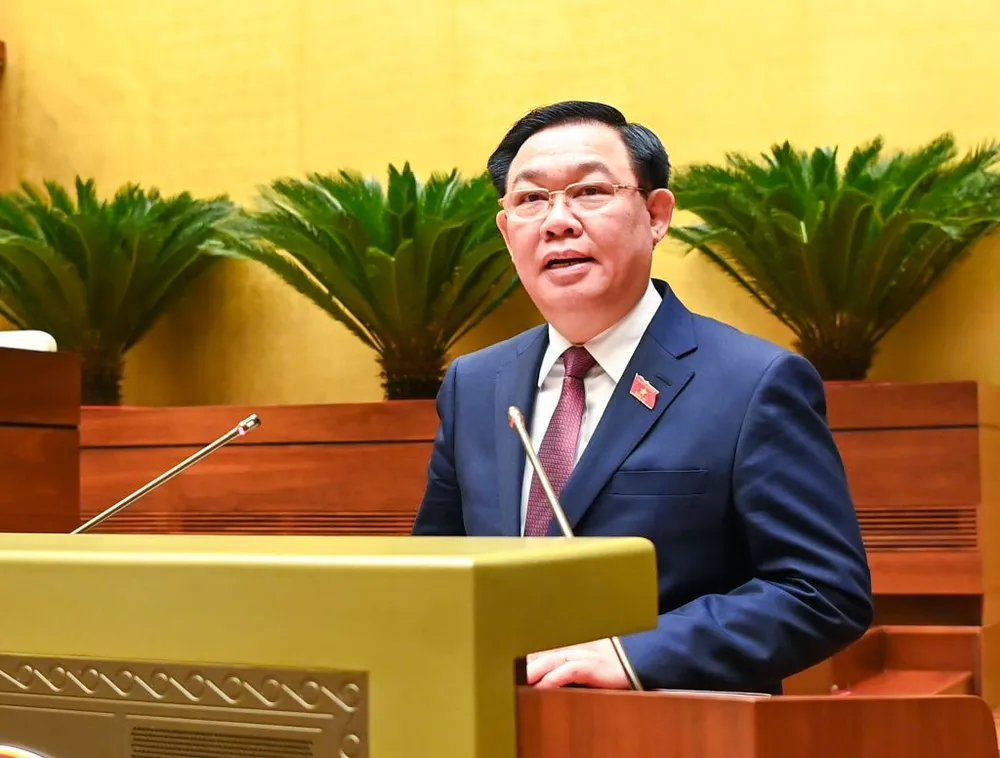 Chủ tịch Quốc hội Vương Đình Huệ phát biểu bế mạc kỳ họp. Ảnh: ND Chủ tịch Quốc hội giải thích việc chưa thông qua Luật Đất đai (sửa đổi)