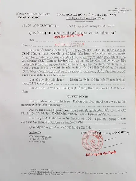 Từ phản ánh của Pháp Luật TP.HCM, bị can được đình chỉ ảnh 1