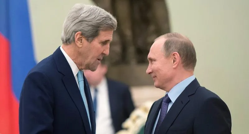 John Kerry và Vladimir Putin