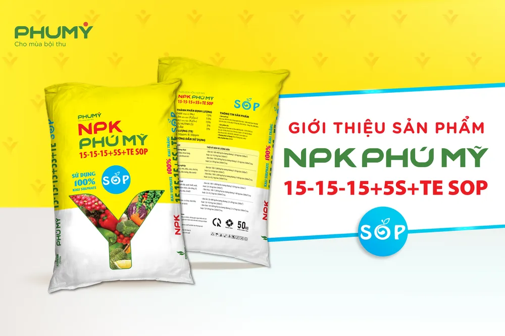 Phú Mỹ ra mắt sản phẩm mới 'NPK PHÚ MỸ 15-15-15+5S+TE SOP' sử dụng 100% Kali Sulphate.png