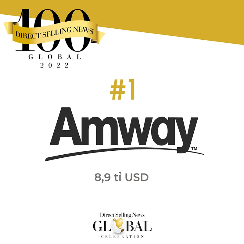 Tập đoàn Amway giữ vững vị trí dẫn đầu bảng xếp hạng DSN Global 100 với doanh thu 8,9 tỉ USD