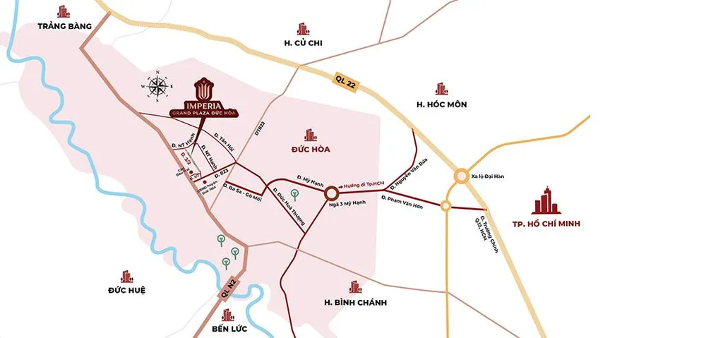 Dự án tiếp giáp với các huyện trọng điểm và TP.HCM nhờ hạ tầng giao thông hiện đại