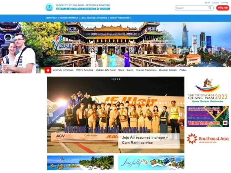 Website của Tổng cục Du lịch Website của Tổng cục Du lịch