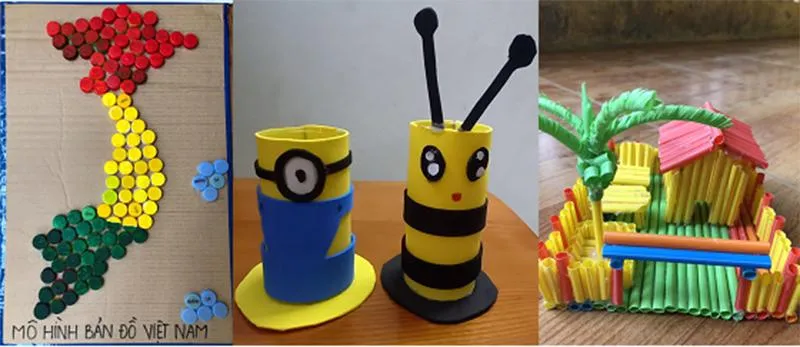 Các sản phẩm thủ công trong dự án kinh doanh tại nhà do chính nhóm học sinh tiểu học tại Hà Nội và Hưng Yên thực hiện.