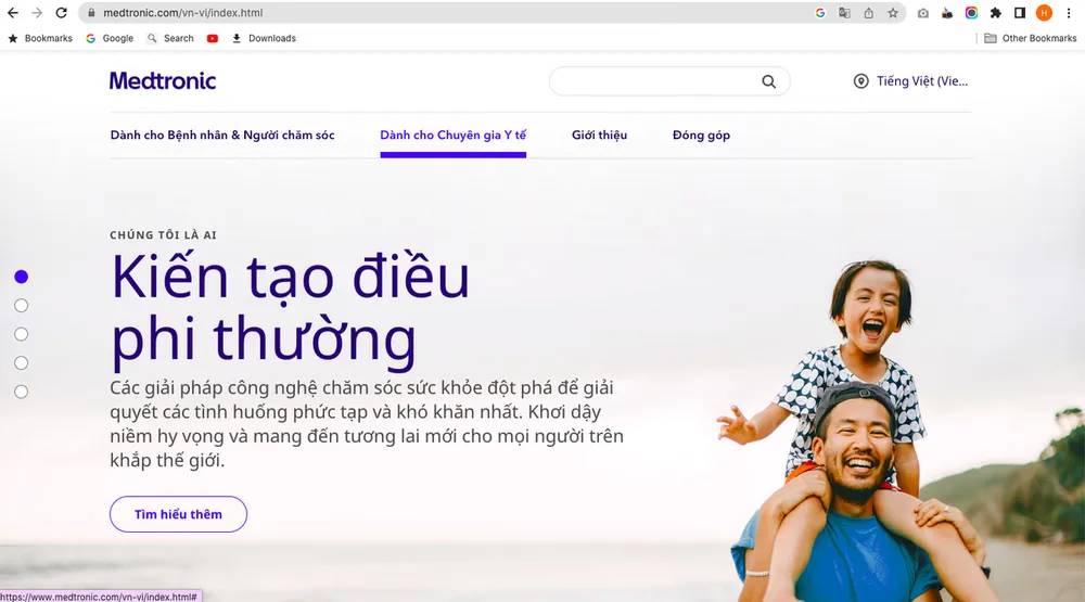 Website chính thức của Công ty TNHH Medtronic Việt Nam