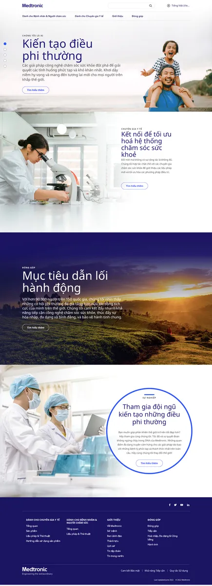 Giao diện website chính thức của Công ty TNHH Medtronic Việt Nam
