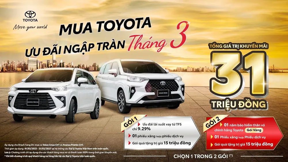 Toyota khuyến mãi tháng 3 cho hai mẫu xe Veloz Cross CVT, Avanza Premio CVT.