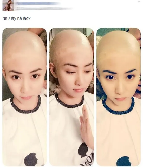 Hình ảnh đầu trọc gây xôn xao của Ngân Khánh. Nhập mô tả cho ảnh