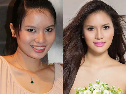 Sở hữu khuôn mặt to tròn, ngắn, sống mũi thấp nên người mẫu Lê Thị Phương đã quyết định "tân trang" nhan sắc nhằm tìm kiếm những cơ hội tốt hơntrong nghề. Cô vay tiền gia đình vàđinâng mũi,độn cằmđể có gương mặt V-line theo tiêu chuẩn một người mẫu chuyên nghiệp. Gương mặt mới của Lê Phương hiện tại khiến cô hài lòng. doisongphapluat-thoitrang-Le-Phuong1.jpg