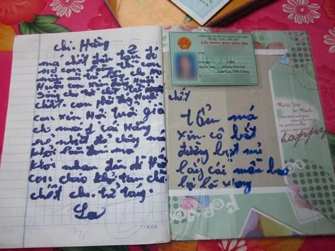 Bức di chúc nạn nhân để lại trước khi chết. 