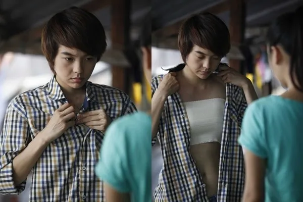 Hơn nữa, để vào vai giả trai cần "phi tang" vòng một, nữ ca sĩ xinh đẹp đã phải ép ngực rất chặt khiến cô cảm thấy rất khó chị, bức bách. Có những ngày phải quay liên tục, mồ hôi nhễ nhại, vừa bẩn vừa bốc mùi mà không có thời gian thay đồ. Cô cho biết, những lúc như vậy, vòng một trở nên đáng thương hơn bao giờ hết khi bị hầm hơi, ngứa ngáy khó chịu. Mỹ nhân Việt kẻ cạo đầu, người ép ngực vì vai diễn