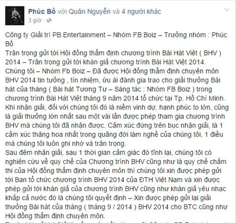 Bài hát Việt, FB Boiz