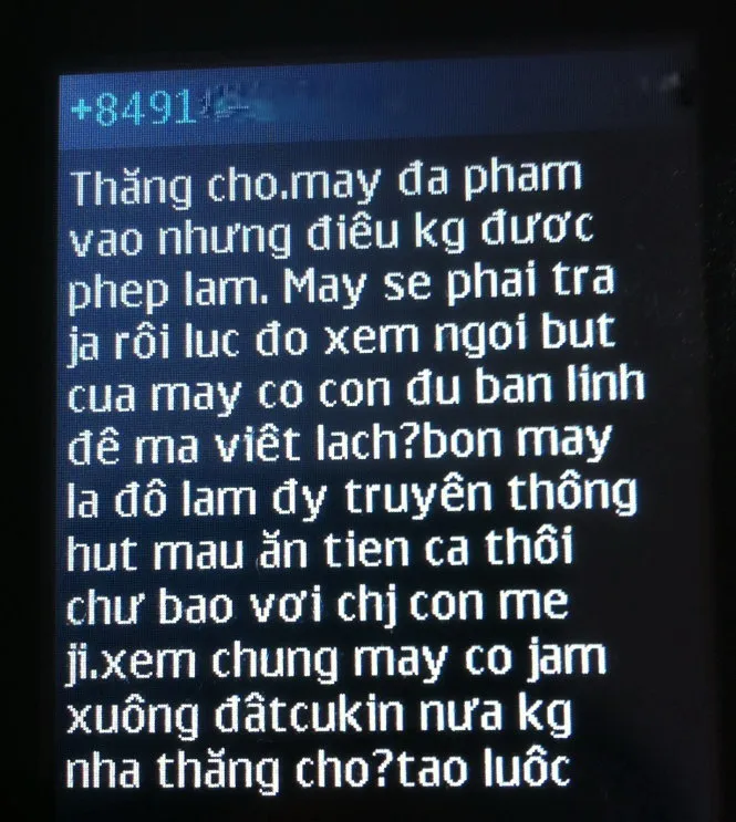 Tin nhắn mà PV Tuổi Trẻ nhận được
