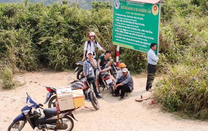 Người dân hiếu kỳ theo dõi cuộc vây bắt khỉ già trên đỉnh Bàn cờ - Ảnh: Tấn Lực Người dân hiếu kỳ theo dõi cuộc vây bắt khỉ già trên đỉnh Bàn cờ - Ảnh: Tấn Lực