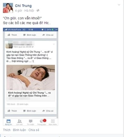 Lại Văn Sâm, MC, Sơn Tùng, Chí Trung, tin đồn, qua đời, mạng xã hội, facebook