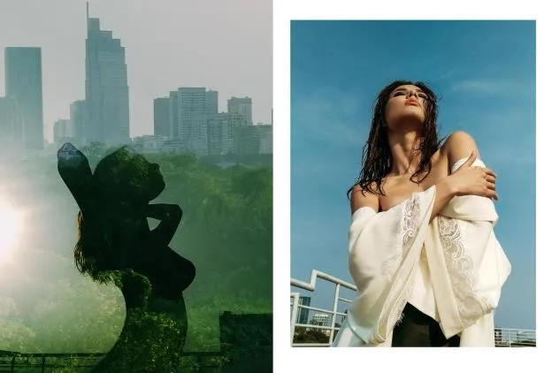 Sài Gòn với những góc nhìn không thể nhầm lẫn. Hiện lên trong tâm trí của cô gái là những phố lên đèn giăng mắc, những tòa nhà thương mại dập dìu người qua.