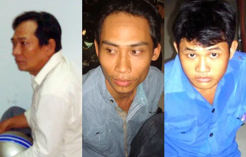 Các nghi can tại cơ quan điều tra. Ảnh:C.A 3nghican-1377-1429805096.jpg