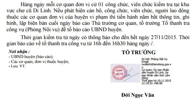 Văn bản lạ: 'Điểm danh' cán bộ, công chức… đi chợ ảnh 2