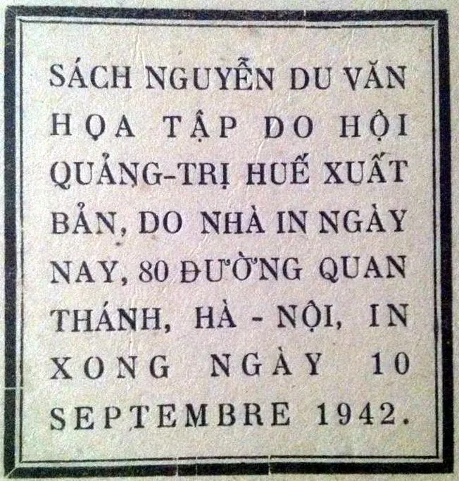 Khung ghi niên đại trênTập văn họa kỷ niệm Nguyễn Du với lỗi morasse “Hội Quảng Trị - Huế” thay vì viết đúng phải là Hội Quảng Tri (không có dấu nặng) -Ảnh: L.Điền Khung ghi niên đại trên Tập văn họa kỷ niệm Nguyễn Duvới lỗi morasse “Hội Quảng Trị - Huế”thay vì viết đúng phải là Hội Quảng Tri (không có dấu nặng) -Ảnh: L.Điền