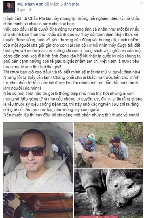 Hình ảnh MC Phan Anh chia sẻ trên trang cá nhân. Ảnh VIETNAMNET