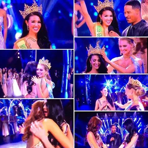 Trong vòng ứng xử, trước câu hỏi sẽ chọn ai trong hai ứng cử viên tổng thống Mỹ là Donald Trump và Hillary Clinton để giúp ngăn chặn chiến tranh và bạo lực, người đẹp Indonesia cho biết cô chọn Hillary Clinton vì tin vào trí tuệ, năng lực và sự thông minh của bà Clinton trong việc chấm dứt chiến tranh, bảo vệ hòa bình. Ảnh: NGÔI SAO