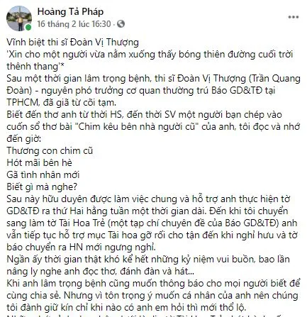 Bạn văn thương tiếc nhà thơ Đoàn Vị Thượng ảnh 9
