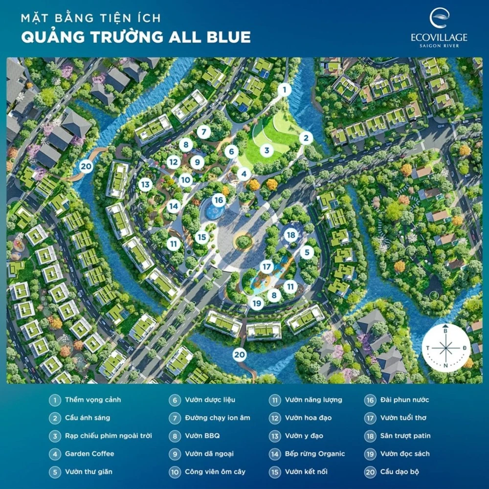20 tiện ích nội khu quảng trường All Blue. Điểm nhấn của phân khu quảng trường All Blue là quảng trường rộng 20.000m2 đa dạng chủ đề dưỡng trí và kết nối giữa lòng thiên nhiên.jpg