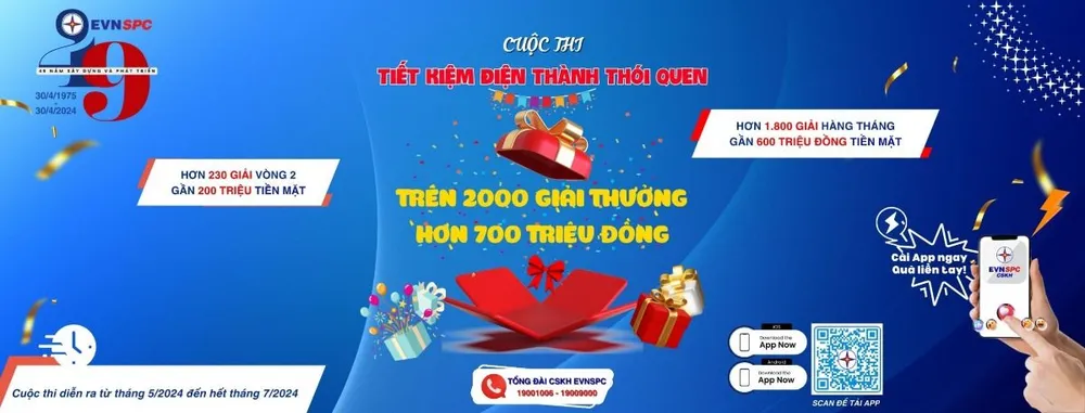 Gần 730 triệu đồng tiền thưởng dành cho khách hàng tham gia cuộc thi “Tiết kiệm điện thành thói quen”. EVNSPC: Trên 800 triệu đồng dành để thưởng cho những ý tưởng tiết kiệm điện.jpg