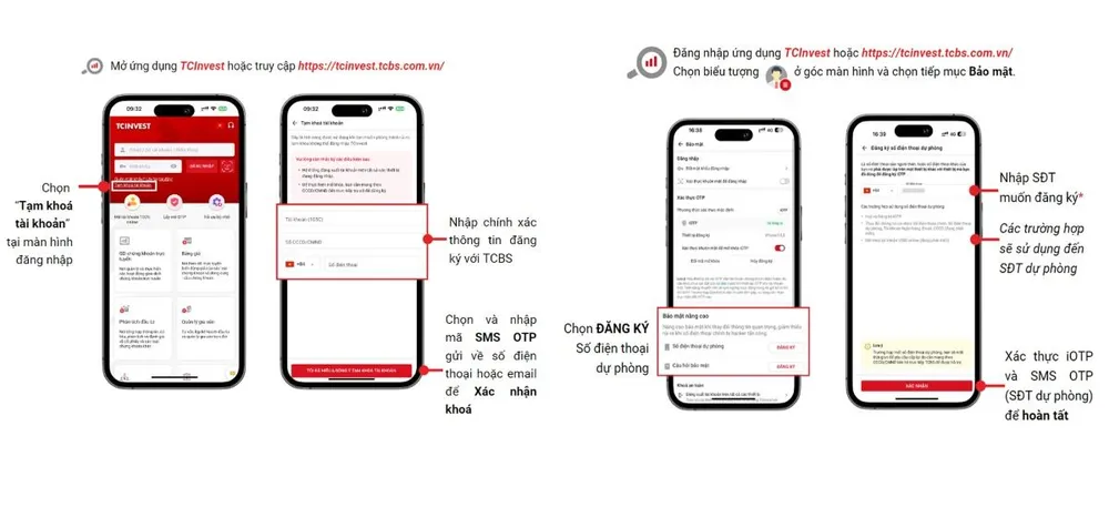 Hướng dẫn cài đặt bảo mật trên ứng dụng. TCBS tăng cường bảo mật tài khoản và an toàn giao dịch.jpg