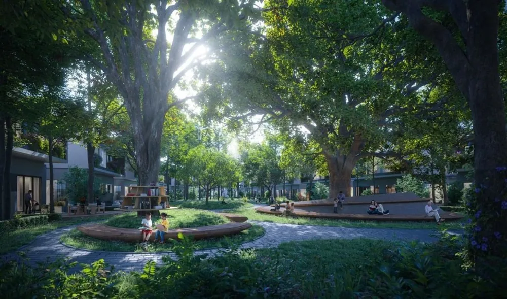 Blue Forest được trồng nhiều tầng cây xanh, đem lại bóng mát. Blue Forest được trồng nhiều tầng cây xanh, đem lại bóng mát.jpg
