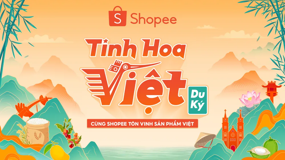 Shopee ra mắt livestream “Tinh Hoa Việt Du Ký” phát sóng định kỳ vào ngày 15 hàng tháng, giới thiệu các câu chuyện thương hiệu Việt truyền cảm hứng & các sản phẩm địa phương, nông sản, đặc sản đến từ 20 tỉnh thành. Hơn 6.500 đơn hàng đặc sản Việt bán ra chỉ trong 2 tiếng livestream.png