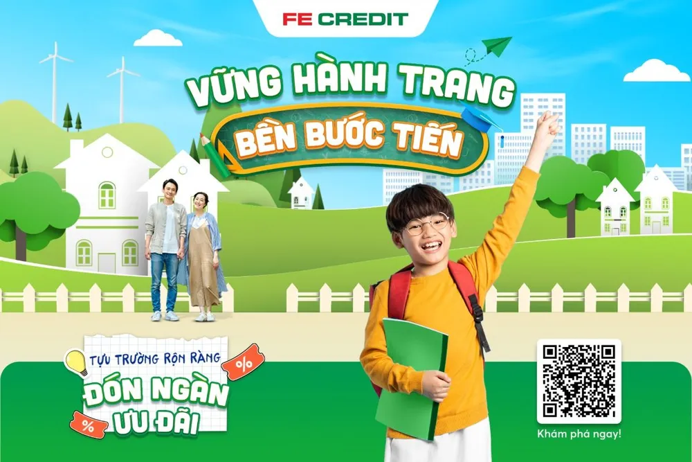 Năm học 2024 – 2025, FE CREDIT đồng hành cùng phụ huynh, học sinh với chương trình “Vững hành trang – Bền bước tiến”. Ảnh: FE CREDIT FE CREDIT cùng phụ huynh giải nỗi lo tài chính trước thềm năm học mới.jpg