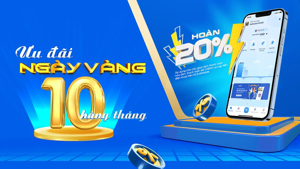 Rộn ràng ưu đãi khi thanh toán hóa đơn mùng 10 hàng tháng qua NCB iziMobile.jpg