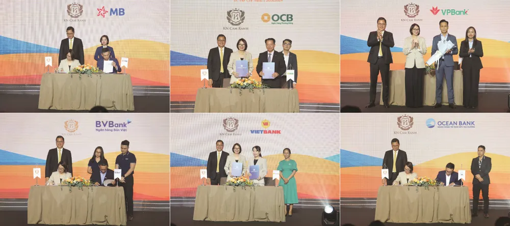Đại diện Chủ đầu tư ký kết hợp tác với các đối tác ngân hàng tài trợ cho vay người mua nhà. 6 ngân hàng sẽ hỗ trợ khách vay mua nhà tại Caraworld.png